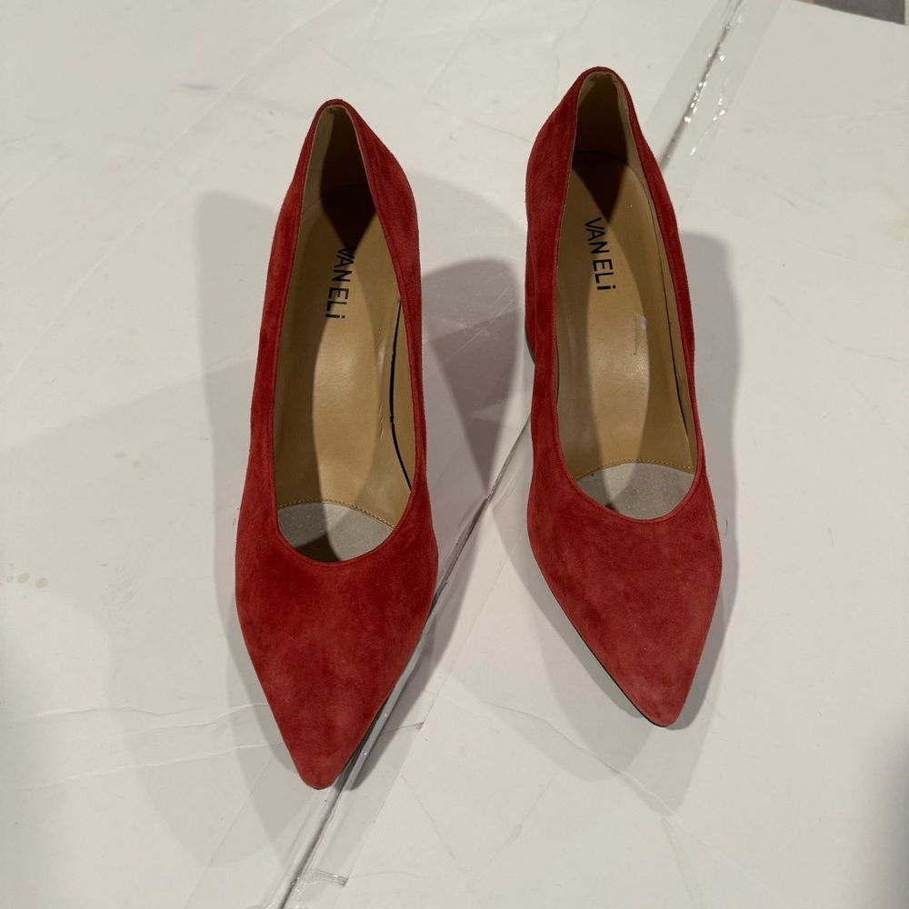 Vaneli Suede Pointed Toe Block Heel Shoe 9M